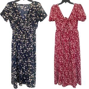 Set of 2 Midi Floral Dresses Size Small